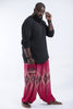 Plus Size Diamond Peacock Unisex Harem Pants in Red