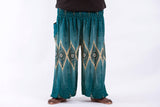 Wholesale Plus Size Diamond Peacock Unisex Harem Pants in Turquoise - $14.50
