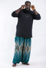 Plus Size Diamond Peacock Unisex Harem Pants in Turquoise