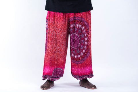 Plus Size Tribal Chakras Unisex Harem Pants in Pink