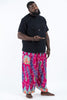 Plus Size Peacock Paisley Unisex Harem Pants in Pink