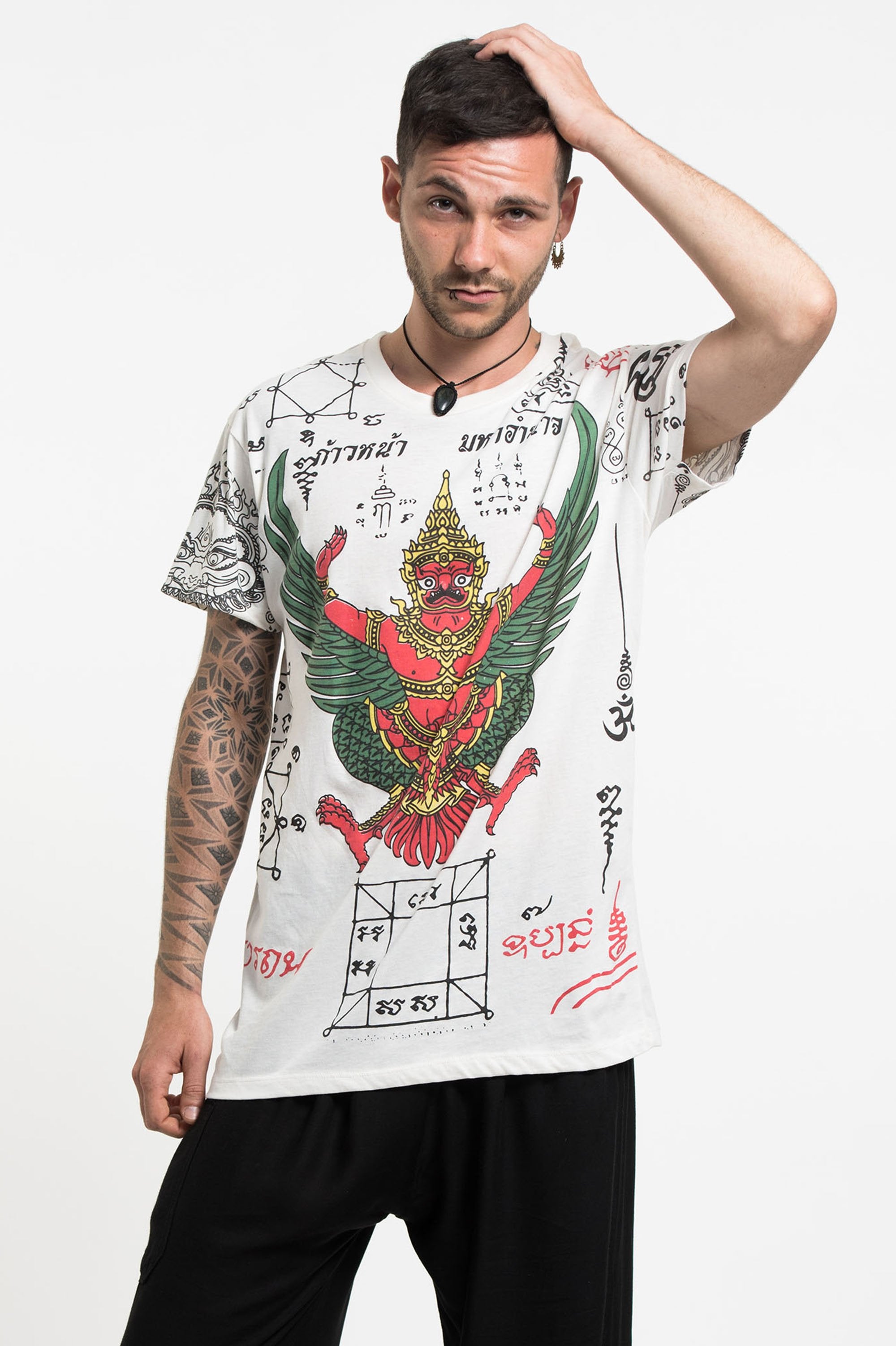 Mens Garuda Tattoo T-Shirt in White