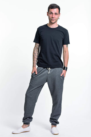 Unisex Terry Pants with Aztec Pockets in Black