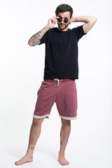 Unisex Terry Shorts with Aztec Pockets in Red