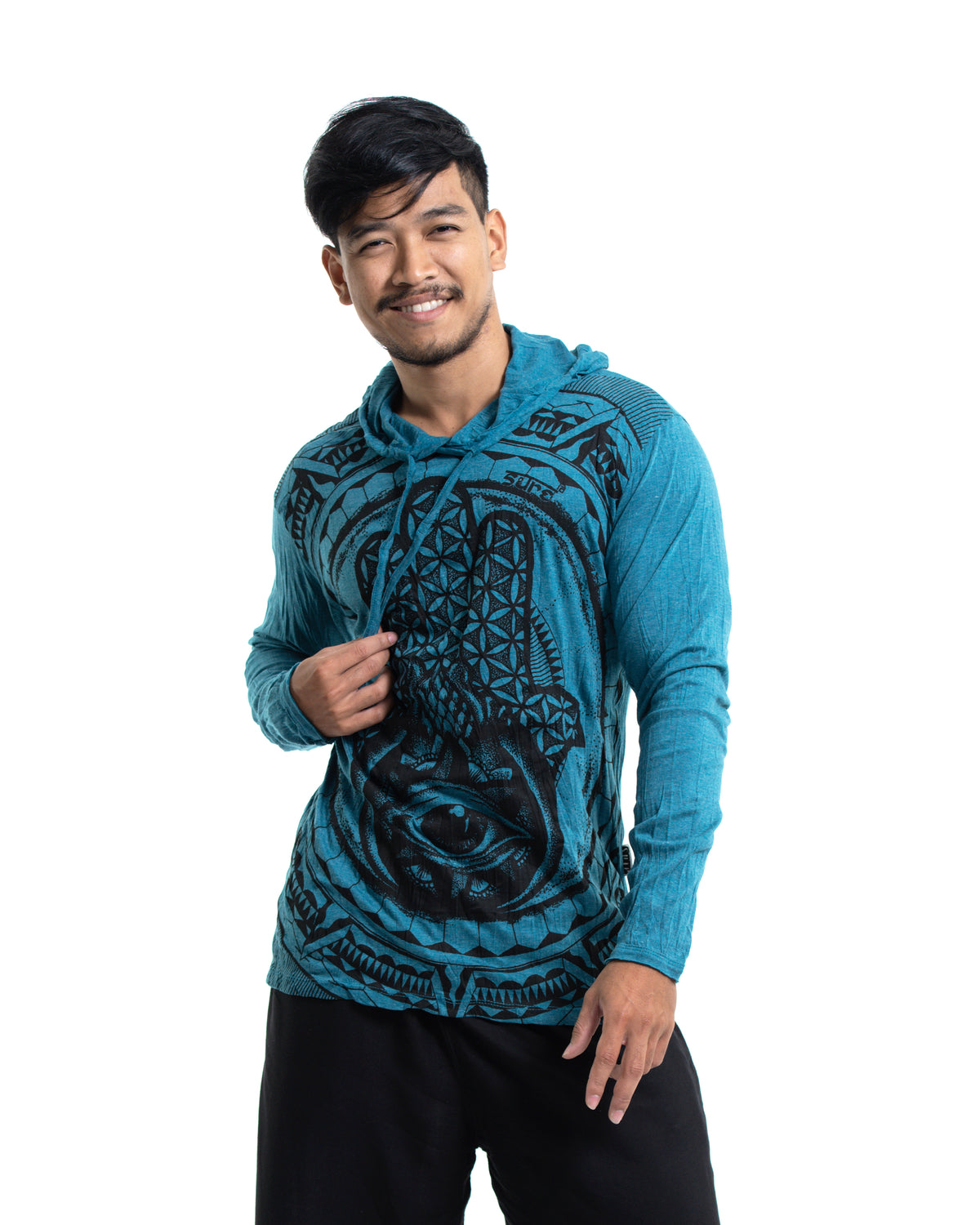 Sure Design Unisex Hamsa Eye Hoodie Denim Blue
