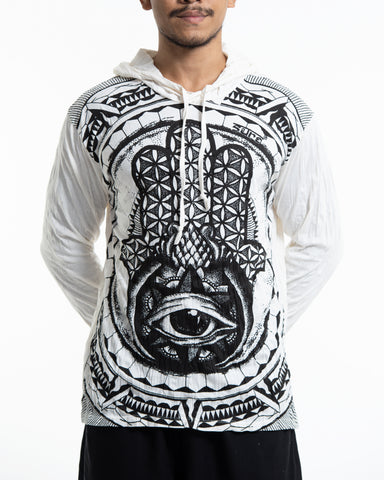 Sure Design Unisex Hamsa Eye Hoodie White