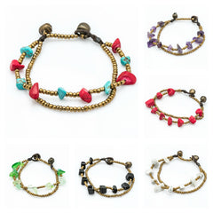 Assorted set of 10 Beautiful Hand Made Brass Bracelet with Stone Bead