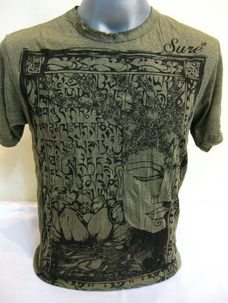 Sure Design Men's Sanskrit Buddha T-Shirt Green