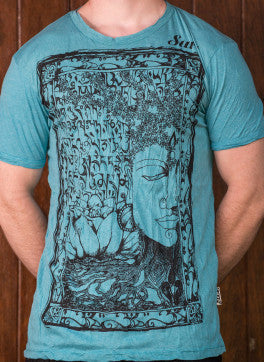 Sure Design Men's Sanskrit Buddha T-Shirt Turquoise