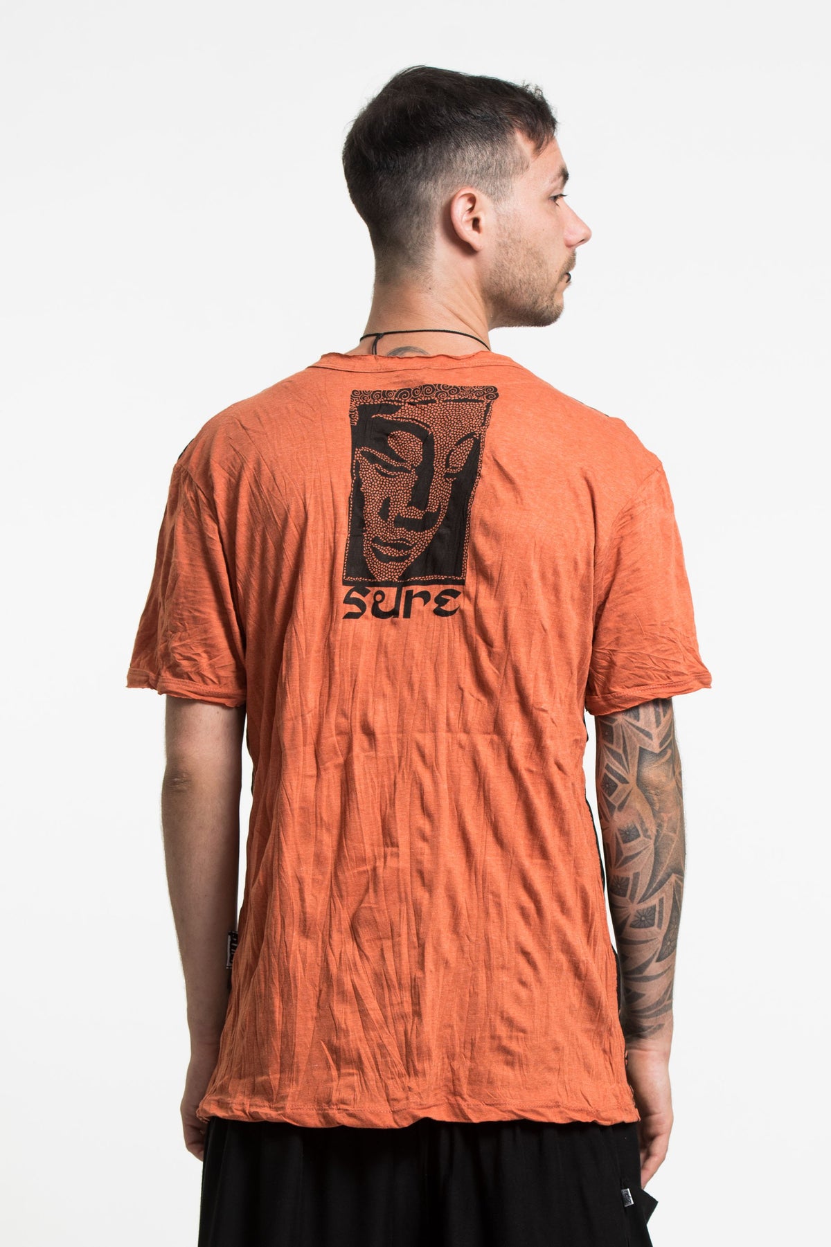Sure Design Men's Big Buddha Face T-Shirt Orange