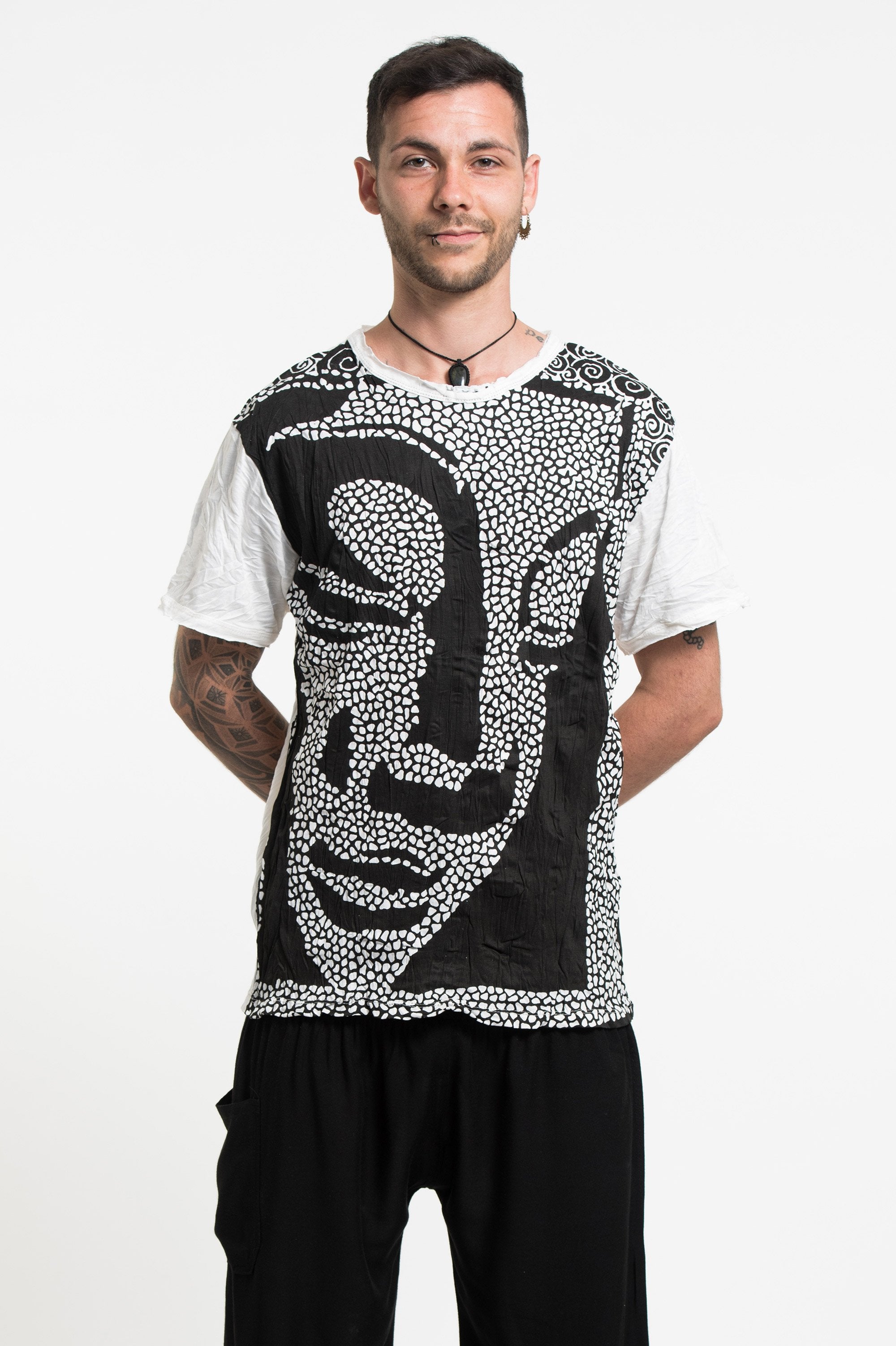 Sure Design Men's Big Buddha Face T-Shirt White