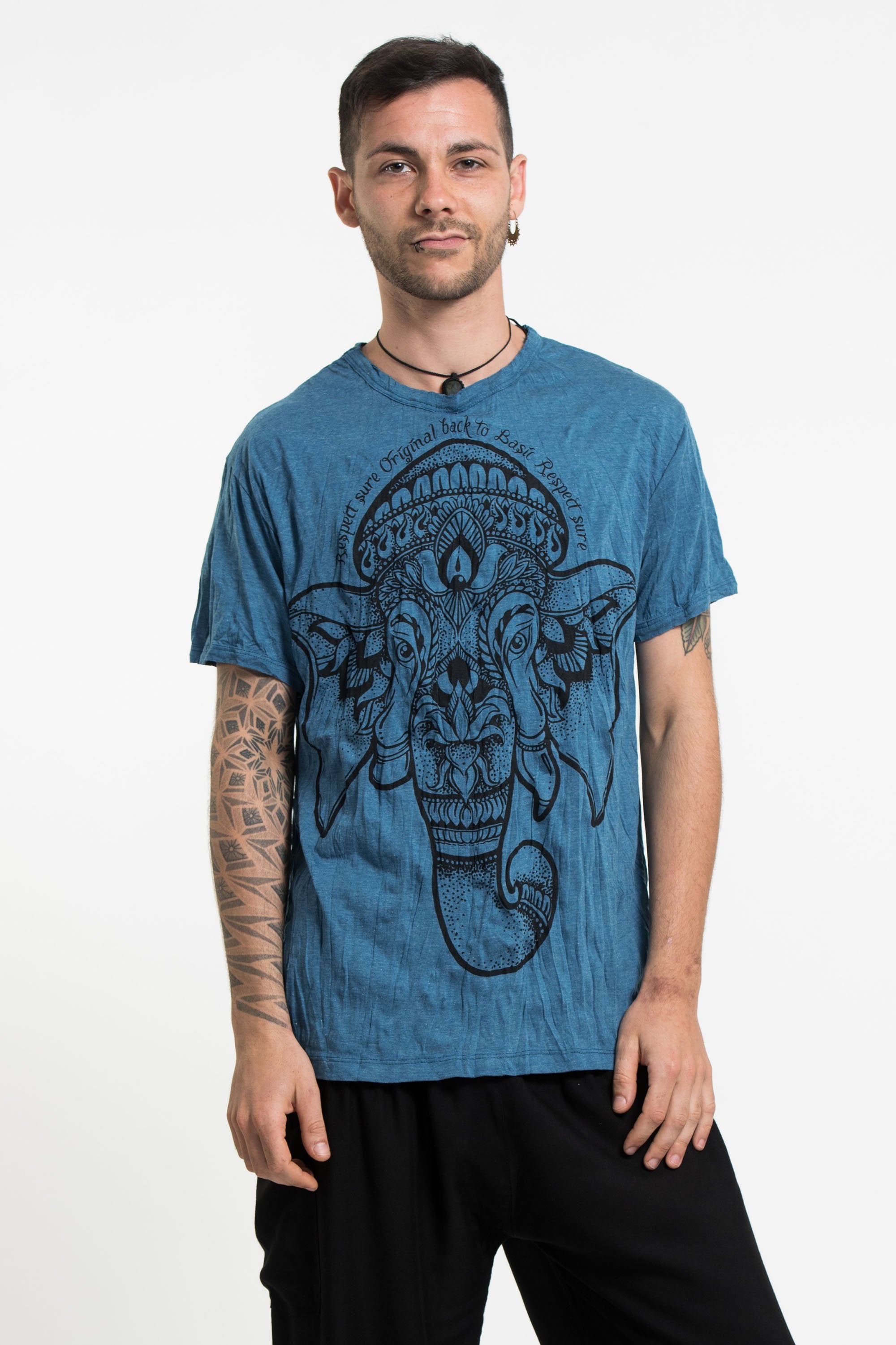 Sure Design Men's Lotus Ganesh T-Shirt in Denim Blue