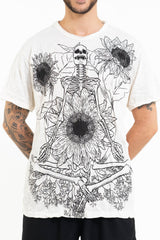 Sure Design Men's Sunflower Skull T-Shirt White