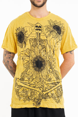 Sure Design Men's Sunflower Skull T-Shirt Yellow