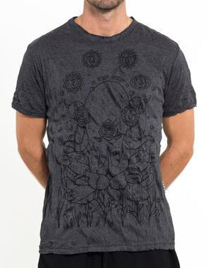 Sure Design Mens Octopus Chakras T-Shirt Black