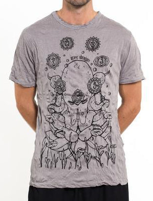 Sure Design Mens Octopus Chakras T-Shirt Gray