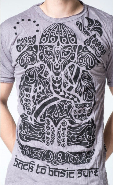 Sure Design Men's Tattoo Ganesh T-Shirt Gray