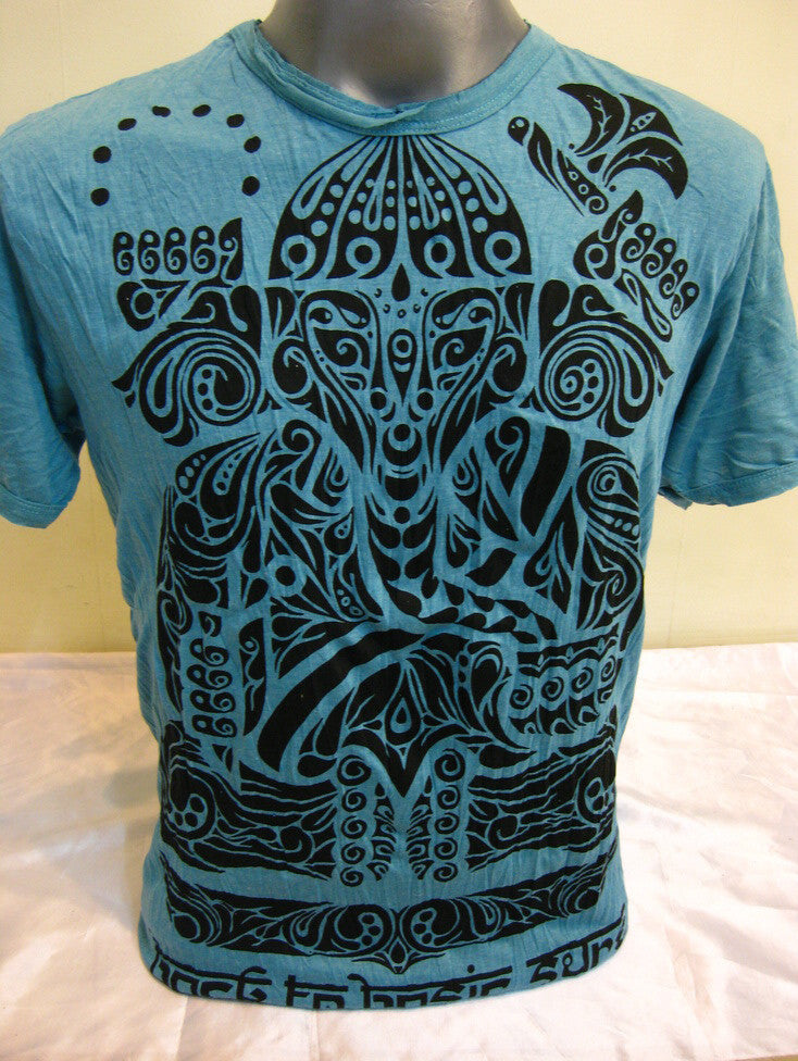 Sure Design Men's Tattoo Ganesh T-Shirt Turquoise