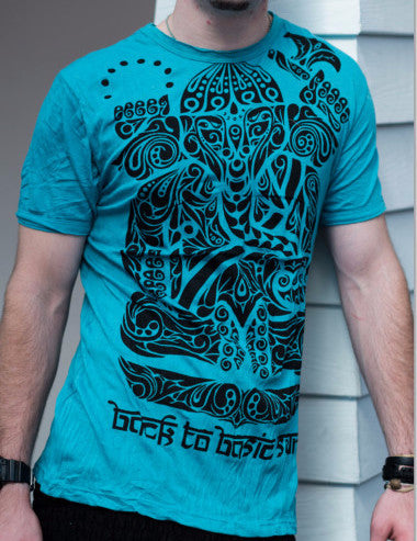 Sure Design Men's Tattoo Ganesh T-Shirt Turquoise