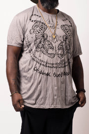 Plus Size Sure Design Men's Thai Tattoo T-Shirt Gray