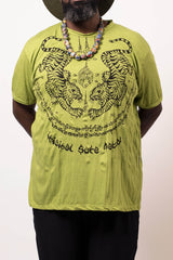 Plus Size Sure Design Men's Thai Tattoo T-Shirt Lime