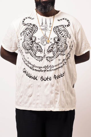 Plus Size Sure Design Men's Thai Tattoo T-Shirt White