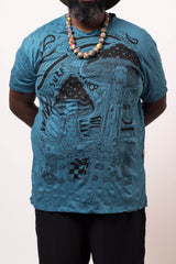 Plus Size Sure Design Men's Magic Mushroom T-Shirt Denim Blue