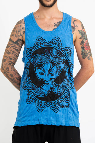 Sure Design Men's Om Buddha Face Tank Top Blue