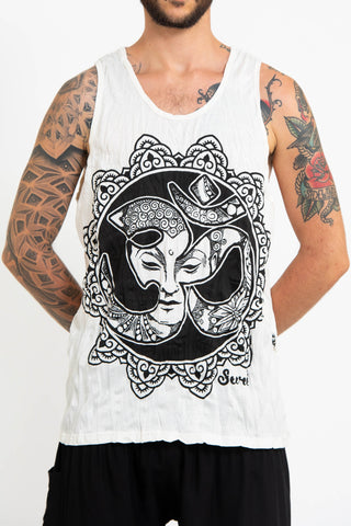 Sure Design Men's Om Buddha Face Tank Top White