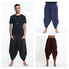 Assorted Set of 3 Stone Washed Large Pockets Harem Pants