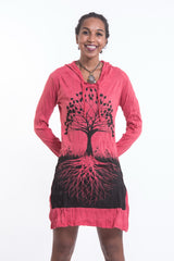 Sure Design Women's Tree Of Life Hoodie Dress Red
