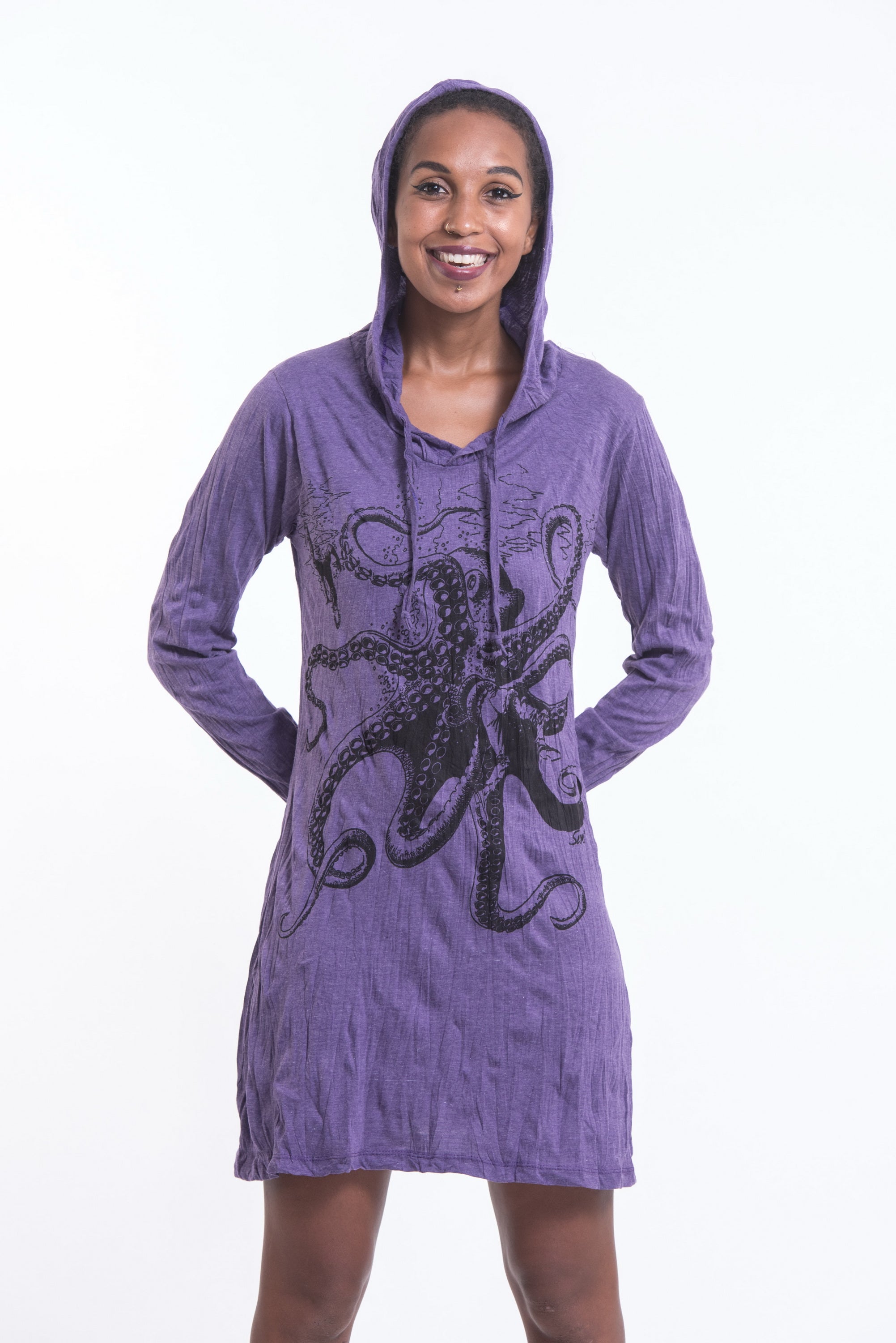 purple octopus dress Mullido Organic Sleeveless Tiered Dress- Octopus, Purple 7-8Y (122/128)