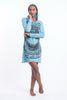 Sure Design Women's Weed Owl Hoodie Dress Turquoise