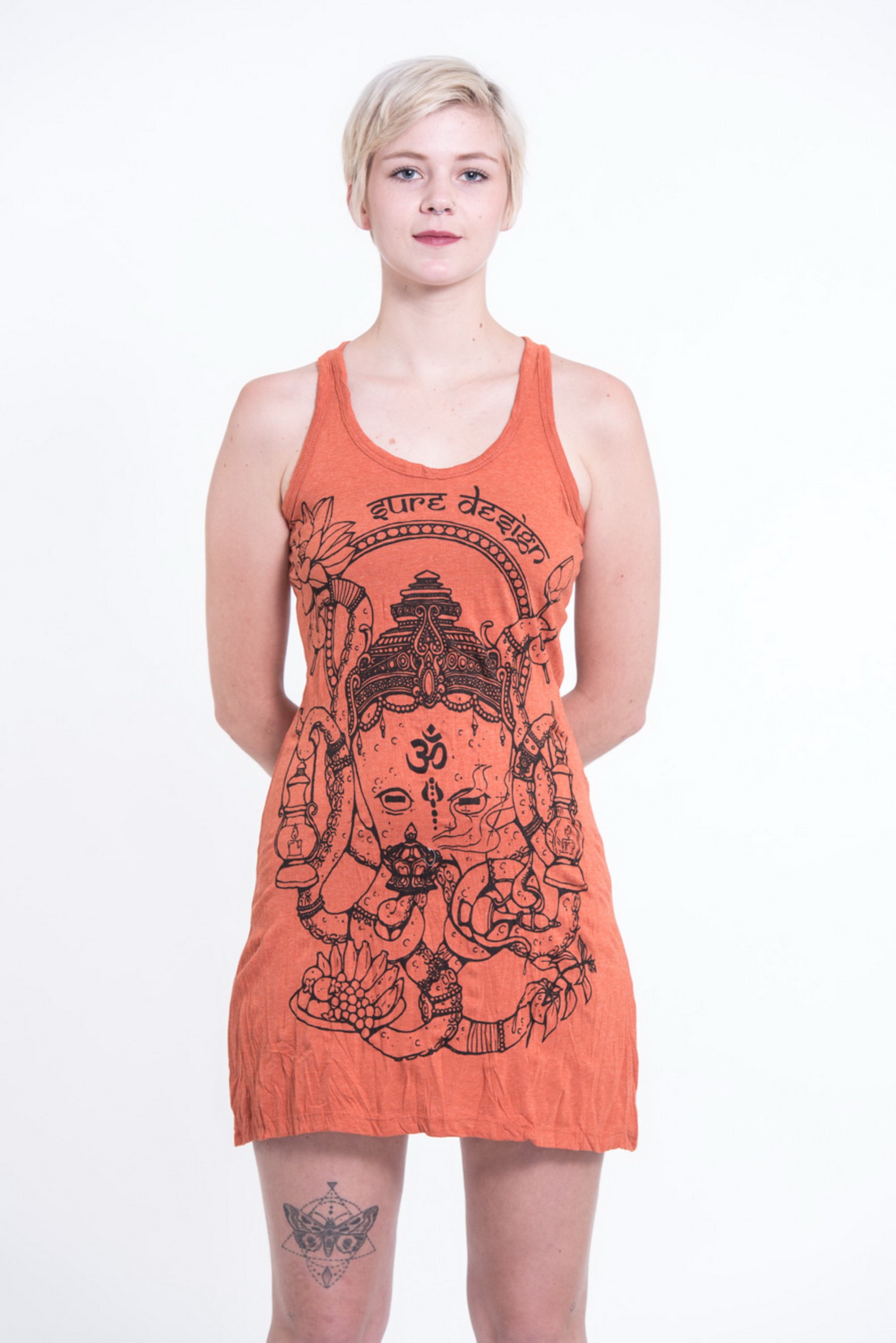 Sure Design Womens Octopus Oracle Tank Dress Orange