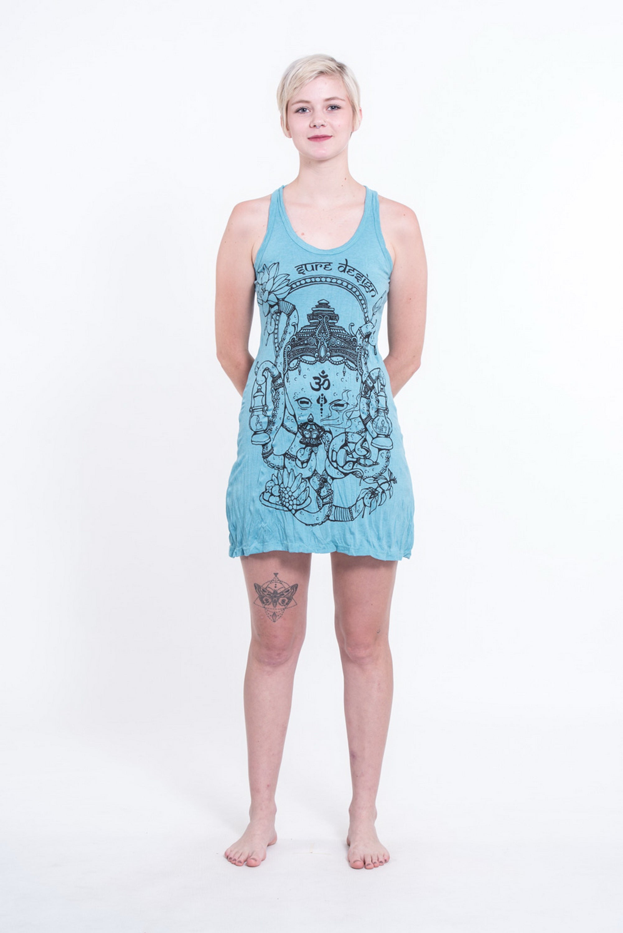 Sure Design Womens Octopus Oracle Tank Dress Turquoise