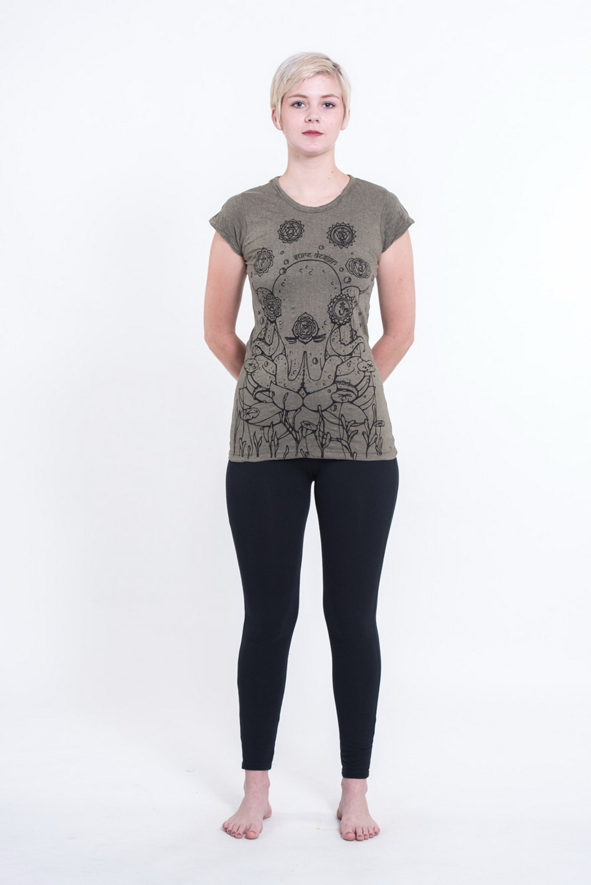 Sure Design Womens Octopus Chakras T-Shirt Green