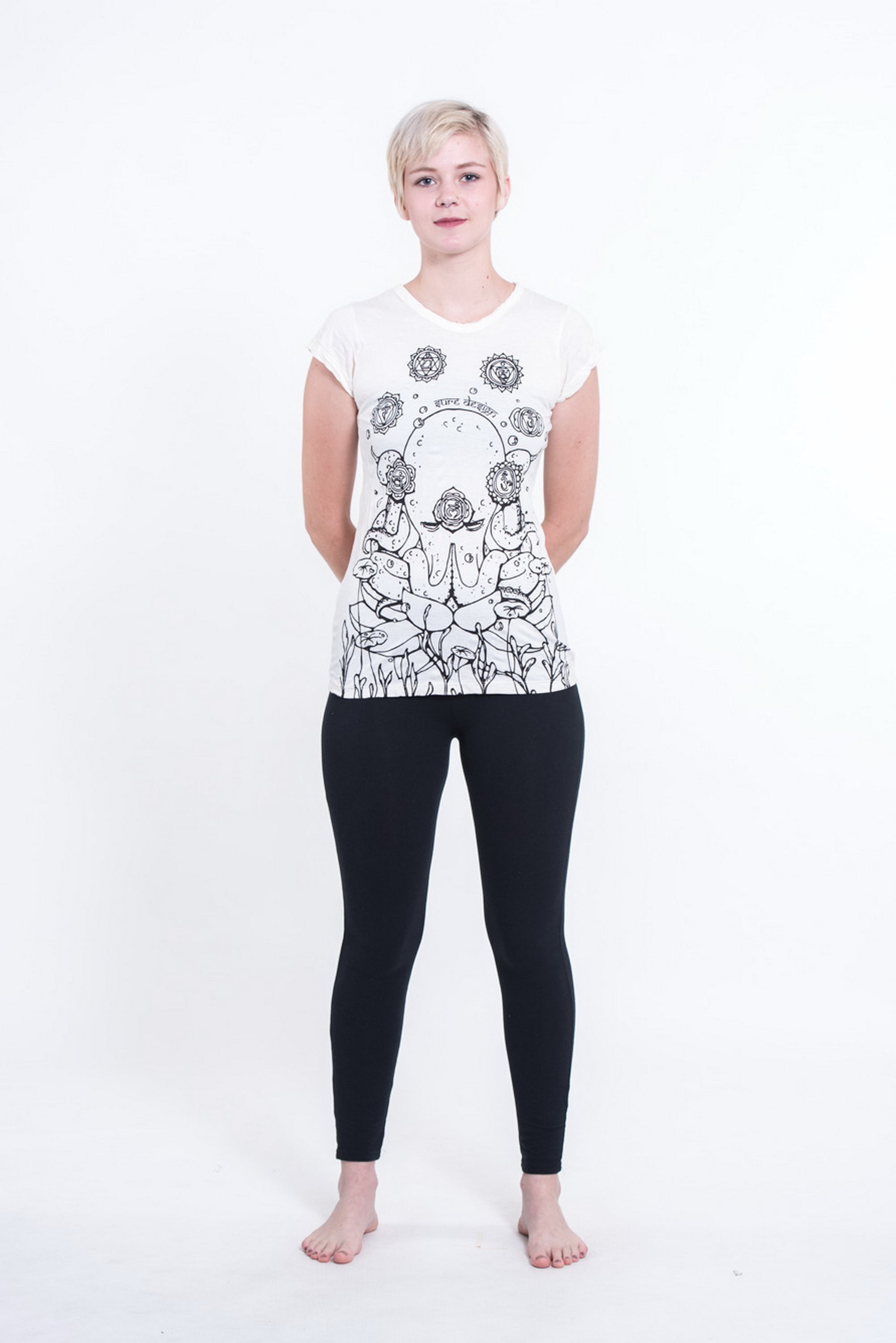 Sure Design Womens Octopus Chakras T-Shirt White