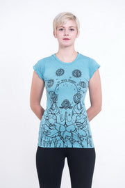 Sure Design Womens Octopus Chakras T-Shirt Turquoise