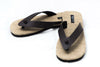 Brown Leather Woven Flip Flops