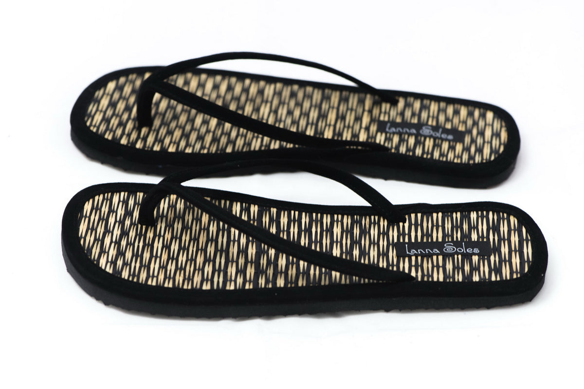 Black Woven Flip Flops