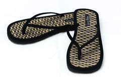 Black Woven Flip Flops