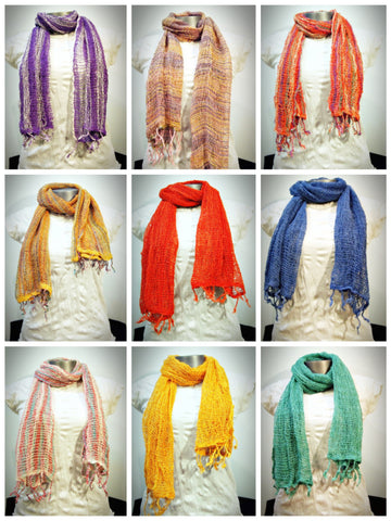 Assorted set of 10 Fair Trade Organic Cotton Scarf Small