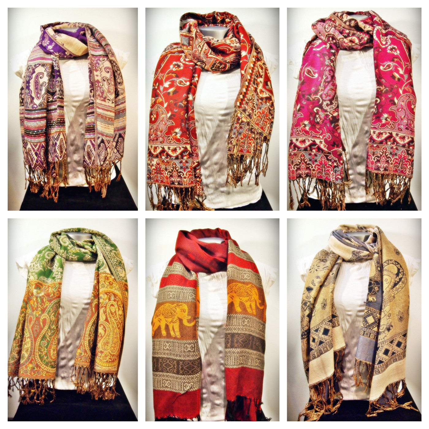 Wholesale Assorted set of 10 Nepal Hand Made Pashmina Shawl Scarf