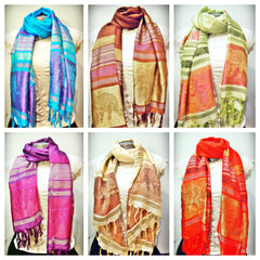 Assorted set of 10 Nepal Hand Made Pashmina Shawl Scarf