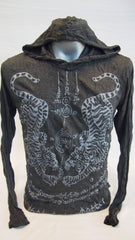 Sure Design Unisex Thai Tattoo Hoodie Silver on Black