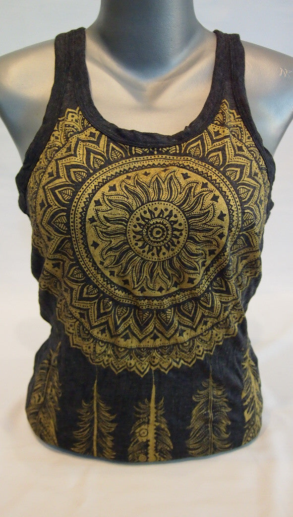 Sure Design Women's Dreamcatcher Tank Top Gold on Black