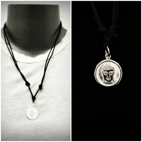 Sterling Silver Thai  Necklace Pendant Solid Buddha Face