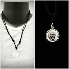 Sterling Silver Thai  Necklace Pendant Solid Buddha Face