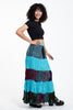 Patchwork Long Skirt in Blue