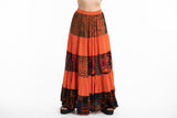 Wholesale Patchwork Long Skirt in Bright Orange - $14.50